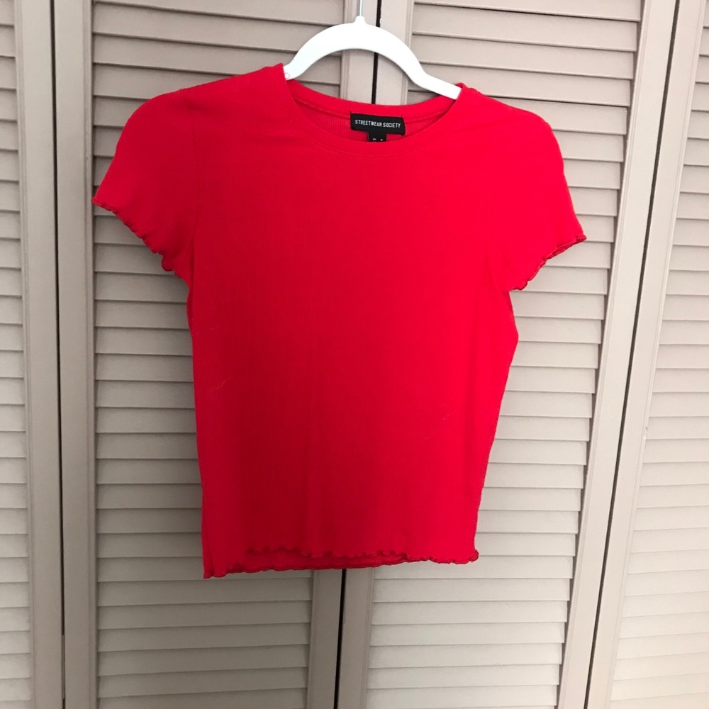 Red Ribbed Tee